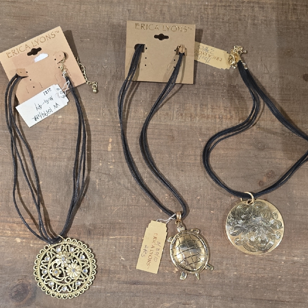 Erica Lyons Black and Gold Pendant Necklaces
